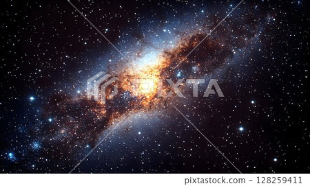 Vibrant cosmic nebula starry night sky colorful galaxy 128259411