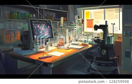 Clean modern laboratory workspace with...-插圖素材 [128259508] - PIXTA圖庫