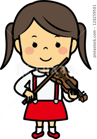 A girl playing a violin A girl playing a violin 128259581