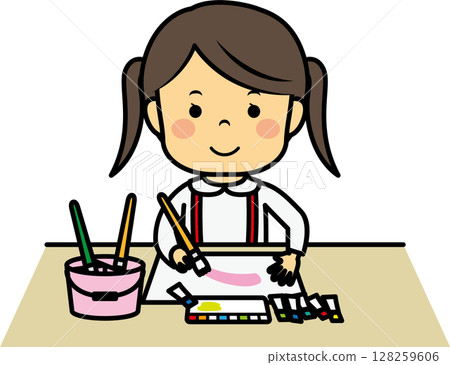 女孩畫水彩 128259606