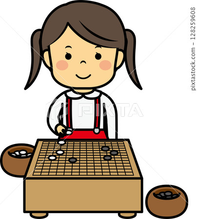 A girl playing Go 128259608