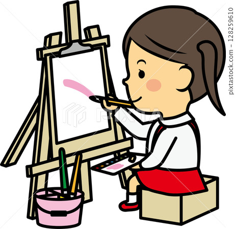 女孩畫水彩 128259610