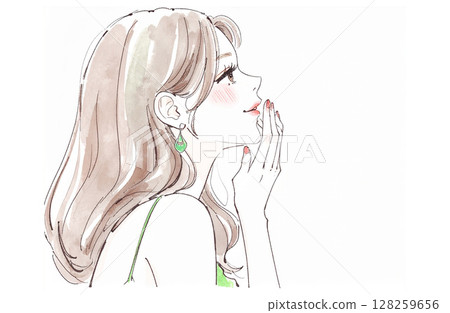 A woman looking up A woman looking up 128259656