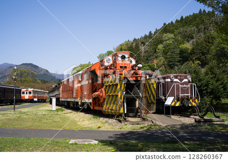 Vehicles on display at the Usui Pass Railway Culture Park, Railway Museum in Yokokawa, Matsuida-cho, Annaka City, Gunma Prefecture 128260367