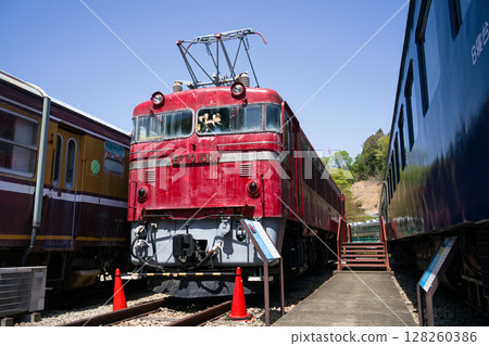 Vehicles on display at the Usui Pass Railway Culture Park, Railway Museum in Yokokawa, Matsuida-cho, Annaka City, Gunma Prefecture 128260386
