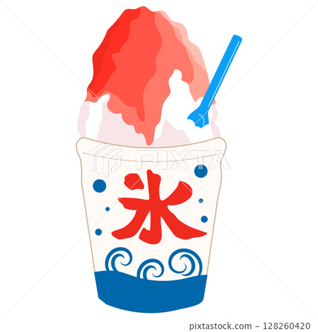 杯子裡的草莓刨冰插圖 杯子裡的草莓刨冰插圖 128260420