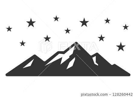 星空和山脈插圖 - 夜晚的自然風光 星空和山脈插圖 - 夜晚的自然風光 128260442