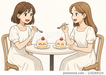 Woman eating cake Woman eating cake 128260524