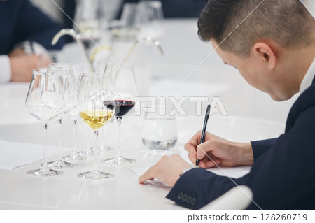 Sommelier school. Professional wine waiters are trained. Winemaking courses, wine tasting. Sommelier school. Professional wine waiters are trained. Winemaking courses, wine tasting. 128260719