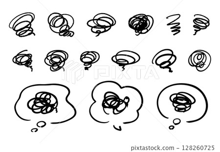 一組漫畫圖示和語音泡泡,表達模糊的焦慮和不滿,向量 一組漫畫圖示和語音泡泡,表達模糊的焦慮和不滿,向量 128260725