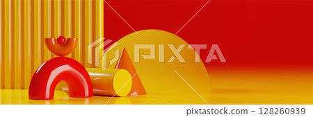 Playful kid display podium scene 128260939