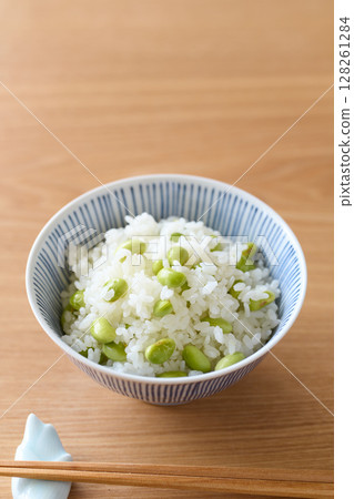 Edamame rice served in a bowl Edamame rice served in a bowl 128261284