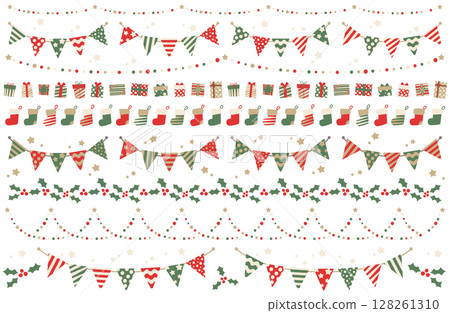 Christmas line material vector illustration set 128261310