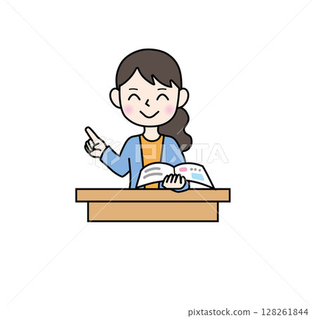 A teacher giving a lecture at the podium A teacher giving a lecture at the podium 128261844