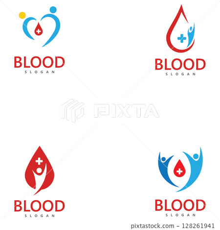 Blood donation logo vector template icon Blood donation logo vector template icon 128261941