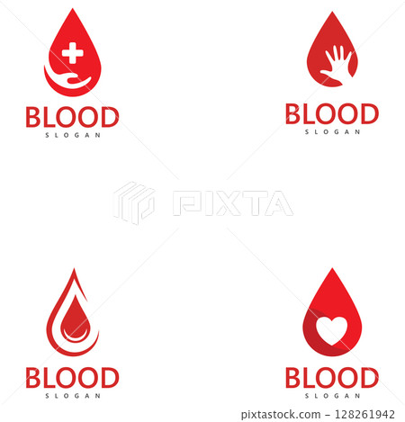 Blood donation logo vector template icon 128261942