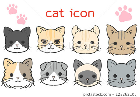 簡單的貓臉插圖集 簡單的貓臉插圖集 128262103