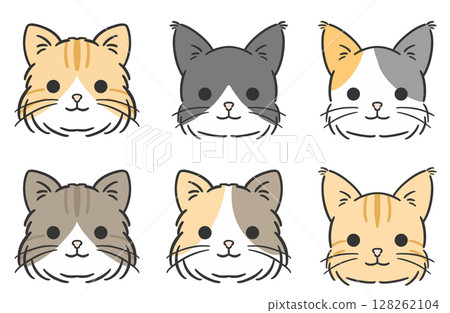 簡單的貓臉插圖集 128262104