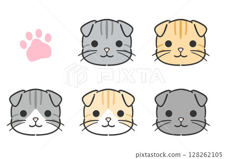 簡單的貓臉插圖集蘇格蘭 128262105
