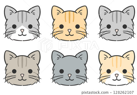 Simple cat face illustration set Simple cat face illustration set 128262107
