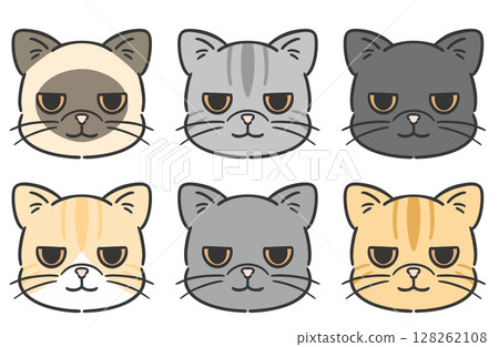 Simple cat face illustration set Exotic Shorthair Simple cat face illustration set Exotic Shorthair 128262108