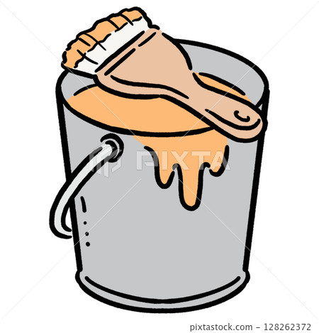 Paint bucket and brush_orange 128262372