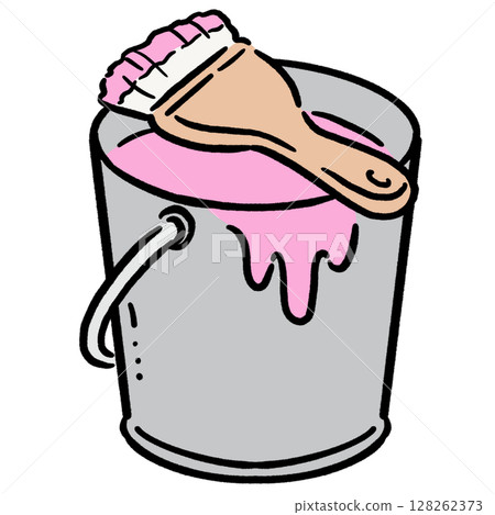 油漆桶和刷子_粉紅色 128262373