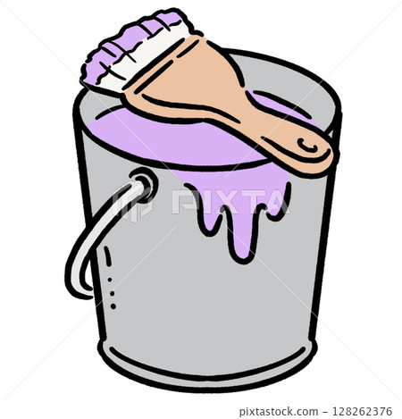 Paint bucket and brush_purple Paint bucket and brush_purple 128262376