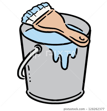 油漆桶和刷子_淺藍色 128262377