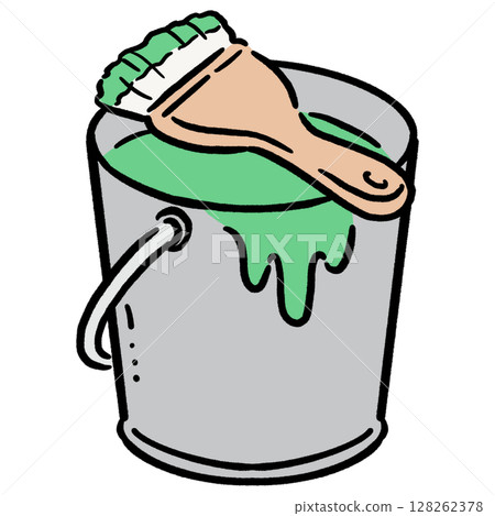 油漆桶和刷子_綠色 油漆桶和刷子_綠色 128262378