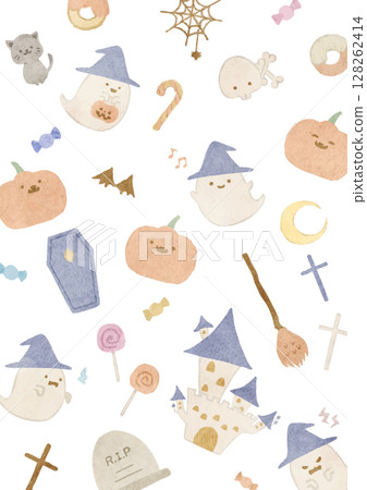Heartwarming Halloween background illustration 128262414