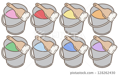 帶刷子的桶子_棕色線 128262430