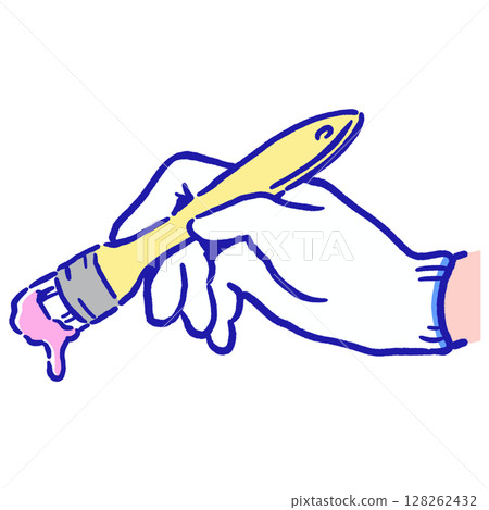 手握畫筆_藍色 128262432