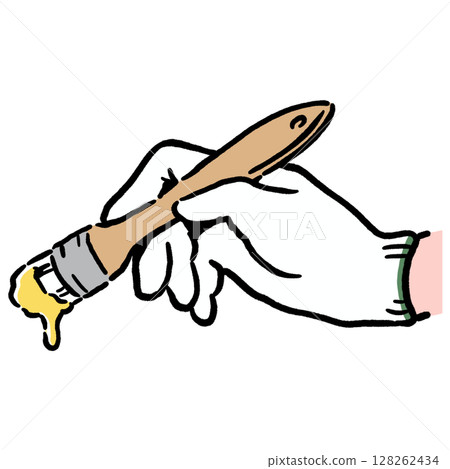 手拿著刷子_黃色 128262434