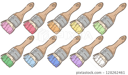 油漆刷套裝_棕色線 128262461