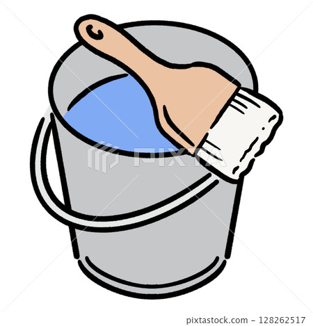 帶刷子的桶子_藍色 128262517