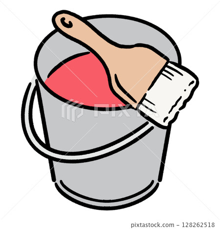 帶刷子的桶子_紅色 128262518