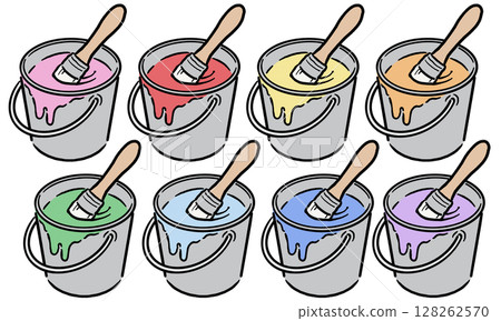 桶裡的油漆和刷子 128262570