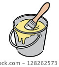 Paint and brush in a bucket_yellow 128262573