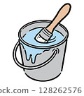 Paint and brush in a bucket_light blue 128262576