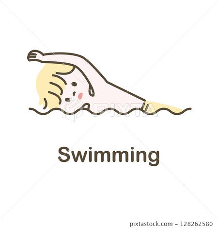 Illustration of a child swimming_2 128262580