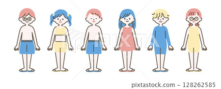 Illustration of children in swimsuits 128262585