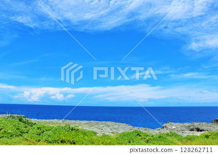 Okinawa Hateruma Island Summer blue sky and sea 128262711