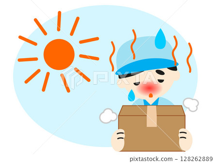 Delivery man suffers from heat stroke while working 128262889