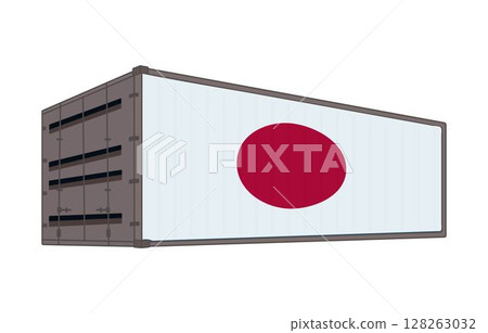 Japan national flag with shipping container 128263032