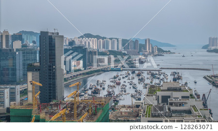 July 6 2025 Busy Harbor with Various Docked Boats and Yachts 128263071