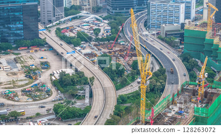 July 6 2025 Urban Cityscape With Skyscrapers and Ongoing Construction Projects 128263072