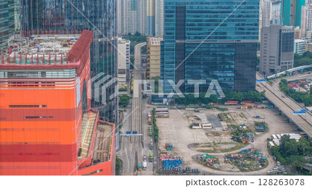 July 6 2025 Modern Urban Skyscraper View Featuring Glass Facades and Vibrant Cityscape 128263078