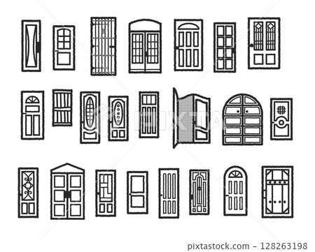 Doors of various shapes/Line drawings only 128263198