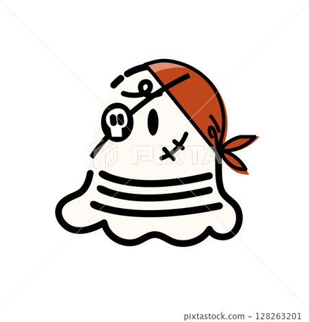可愛的海盜鬼萬聖節插圖 128263201